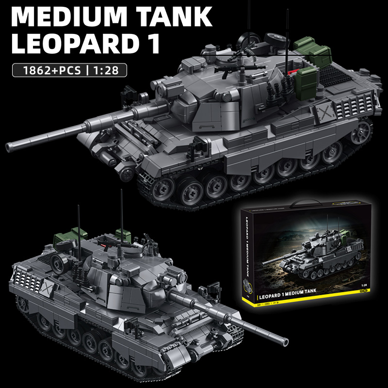 Lego Compatible Military Tank - Wojskowy model czołgu Leopard 1, 1862