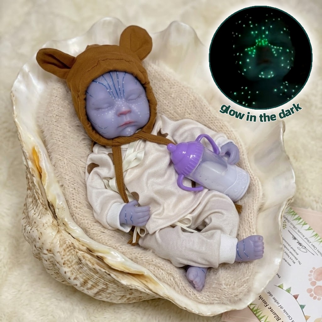 Reborn Baby Doll Silicone Realistic - 13-calowa lalka Reborn, świecąca w ciemności,